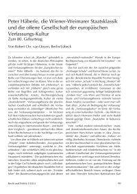 Peter Häberle, die Wiener-Weimarer Staatsklassik und die offene Gesellschaft der europäischen Verfassungs-Kultur