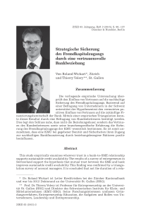 Strategische Sicherung des Fremdkapitalzugangs durch eine vertrauensvolle Bankbeziehung