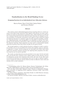 Standardisation in the Retail Banking Sector. Designing Functions for an Individualised Asset Allocation Advisory