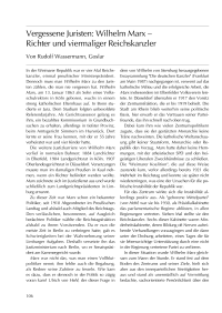 Vergessene Juristen: Wilhelm Marx – Richter und viermaliger Reichskanzler
