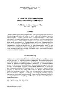 Die Macht der Wissenschaftsstatistik und die Entwicklung der Ökonomie