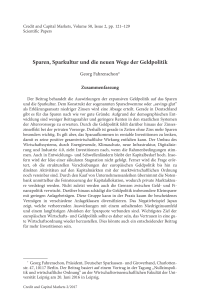 Sparen, Sparkultur und die neuen Wege der Geldpolitik