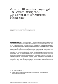 Zwischen Ökonomisierungsangst und Wachstumseuphorie: Zur Governance der Arbeit im Pflegesektor