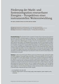Förderung der Markt- und Systemintegration erneuerbarer Energien – Perspektiven einer instrumentellen Weiterentwicklung
