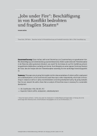 “Jobs under Fire“: Beschäftigung in von Konflikt bedrohten und fragilen Staaten