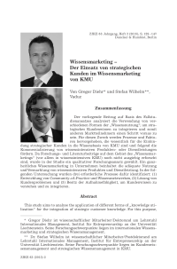 Wissensmarketing – Der Einsatz  von strategischen Kunden im Wissensmarketing von KMU