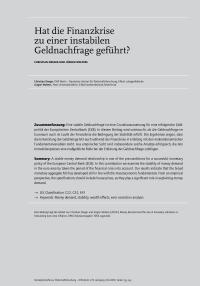 Hat die Finanzkrise zu einer instabilen Geldnachfrage geführt?