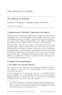 Abschaffung des Bargelds? Rechtliche Überlegungen zur Digitalisierung des Geldverkehrs