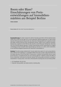 Boom oder Blase? Einschätzungen von Preisentwicklungen auf Immobilienmärkten am Beispiel Berlins