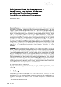 Emissionshandel und Anreizmechanismen – Auswirkungen verschiedener Allokationsverfahren auf Produktionsweise und Investitionsverhalten von Unternehmen