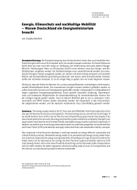 Energie, Klimaschutz und nachhaltige Mobilität – Warum Deutschland ein Energieministerium braucht