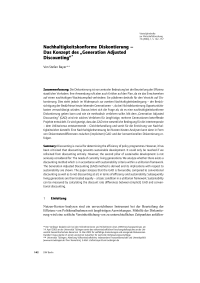 Nachhaltigkeitskonforme Diskontierung – Das Konzept des “Generation Adjusted Discounting“