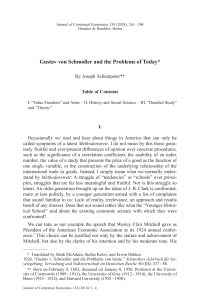 Gustav von Schmoller and the Problems of Today