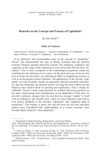 Remarks on the Concept and Essence of Capitalism