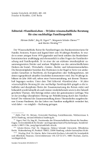Editorial: #FamilienLeben – 50 Jahre wissenschaftliche Beratung für eine nachhaltige Familienpolitik