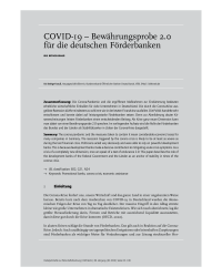 COVID-19 – Bewährungsprobe 2.0 für die deutschen Förderbanken
