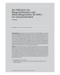 Der Mehrwert von Bürgschaftsbanken und (Rück–)Bürgschaften für KMU – ein Literaturüberblick