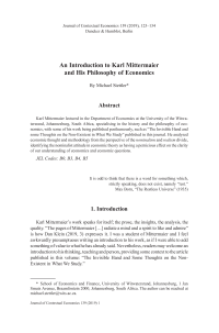 An Introduction to Karl Mittermaier and His Philosophy of Economics