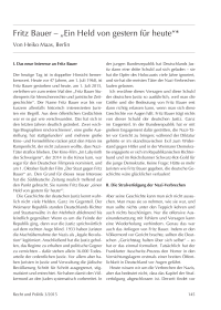 Fritz Bauer – “Ein Held von gestern für heute“