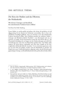 Die Krise der Medien und das Dilemma der Medienkritik
