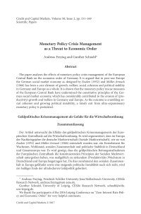 Monetary Policy Crisis Management as a Threat to Economic Order