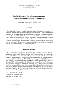 Die Wirkung von Eigentümerkonzentration und Mitbestimmung auf die Produktivität
