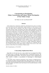 Concentrating on Participation: Ethnic Concentration and Labour Market Participation of Four Ethnic Groups