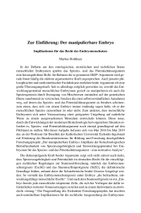 Zur Einführung: Der manipulierbare Embryo
