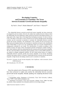 Developing Countries and Economies in Transition: The Nexus between Economic Growth and Income Inequality