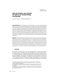 Denn sie wussten, was sie taten: Zur Reform der Sozialen Pflegeversicherung