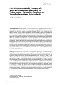 CO2-Emissionsstandards für Personenkraftwagen als Instrument der Klimapolitik im Verkehrssektor – Rationalität, Gestaltung und Wechselwirkung mit dem Emissionshandel