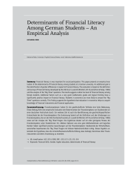 Determinants of Financial Literacy Among German Students – An Empirical Analysis