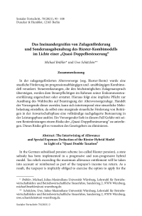 Das Ineinandergreifen von Zulagenförderung und Sonderausgabenabzug des Riester-Kombimodells im Lichte einer „Quasi-Doppelbesteuerung“