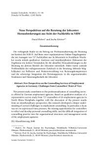 Neue Perspektiven auf die Beratung der Jobcenter: Herausforderungen aus Sicht der Fachkräfte in NRW