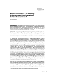 Naturkatastrophen und Klimaänderung – Befürchtungen und Handlungsoptionen der Versicherungswirtschaft
