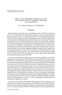 Hegel, die Weimarer Verfassung und die Verflechtung zwischen Rechten und Pflichten