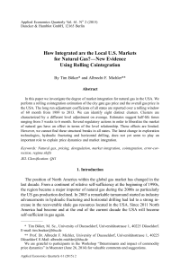 How Integrated are the Local U.S. Markets for Natural Gas?—New Evidence Using Rolling Cointegration