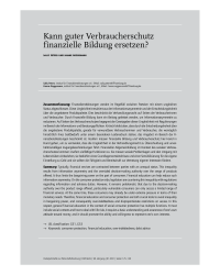 Kann guter Verbraucherschutz finanzielle Bildung ersetzen?