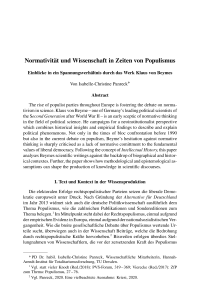 Normativität und Wissenschaft in Zeiten von Populismus