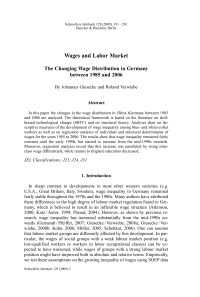 The Changing Wage Distribution in Germany between 1985 and 2006