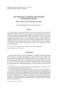 How Important is Exporting and Ownership to Productivity Growth? Micro Evidence from a Small Open Economy