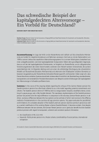 Das schwedische Beispiel der kapitalgedeckten Altersvorsorge – Ein Vorbild für Deutschland