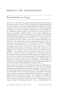 Rechtspolitisches aus Europa