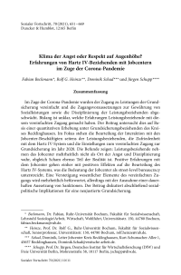 Klima der Angst oder Respekt auf Augenhöhe? Erfahrungen von Hartz IV-Beziehenden mit Jobcentern im Zuge der Corona-Pandemie