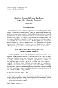 Staatliche Krisenpolitik in der Pandemie: ausgewählte Lehren der Ökonomik