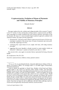 Cryptocurrencies, Evolution of Means of Payments and Validity of Monetary Principles