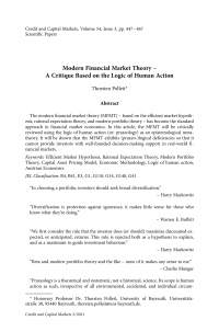 Modern Financial Market Theory – A Critique Based on the Logic of Human Action