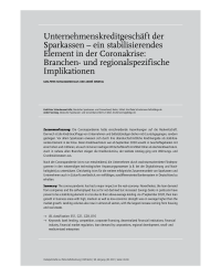 Unternehmenskreditgeschäft der Sparkassen – ein stabilisierendes Element in der Coronakrise: Branchen- und regionalspezifische Implikationen