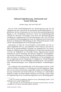 Editorial: Digitalisierung, Arbeitsmarkt und Soziale Sicherung