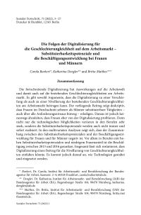 Die Folgen der Digitalisierung für die Geschlechterungleichheit auf dem Arbeitsmarkt – Substituierbarkeitspotenziale und die Beschäftigungsentwicklung bei Frauen und Männern